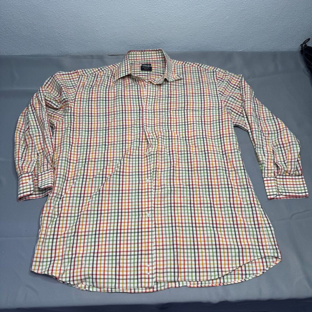 Paul & Shark Yachting Italy Mens XL Plaid Button Front Shirt Multicolor Long Sle